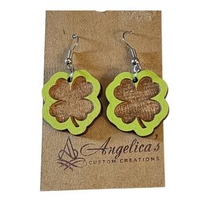 Clover Wood Drop Earrings